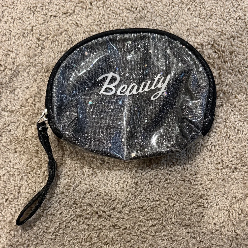 Beauty Glitter Cosmetic Bag - Black and Silver